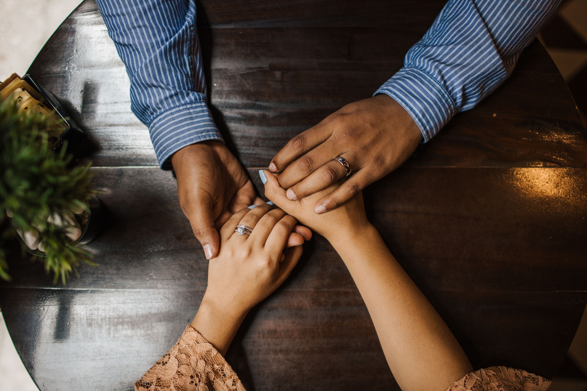 Couple holding hands